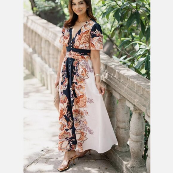 Anthropologie The heynasreen Katerina Button-Front Dress Floral Size 2X NWT Plus - Picture 6 of 7